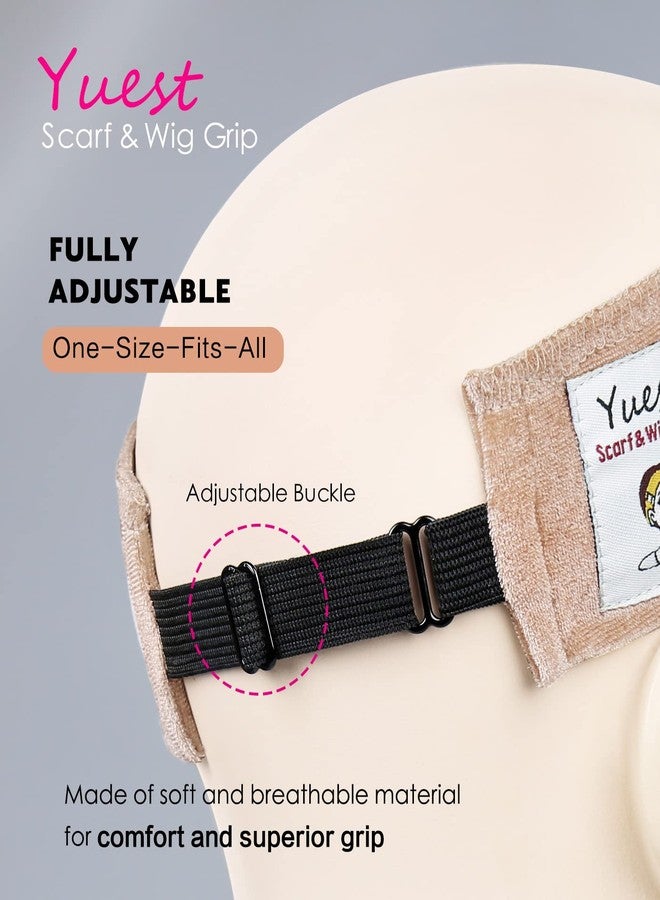 Yuest Grip Band - Lace Front Headband for Secure, Non-Slip Grip and Keeping Wigs in Place - Velvet No-Slip Gripper Accessory for Women, Beige, 2 Pack - Image 4